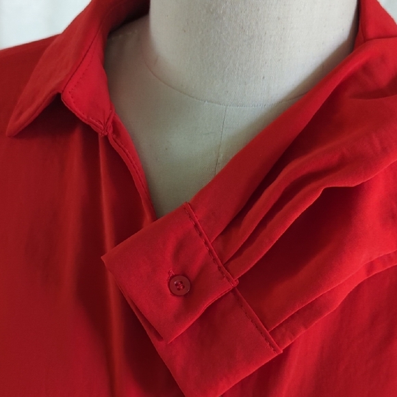 Elegant Red Button-Down Shirt for Women - Picture 3 of 5